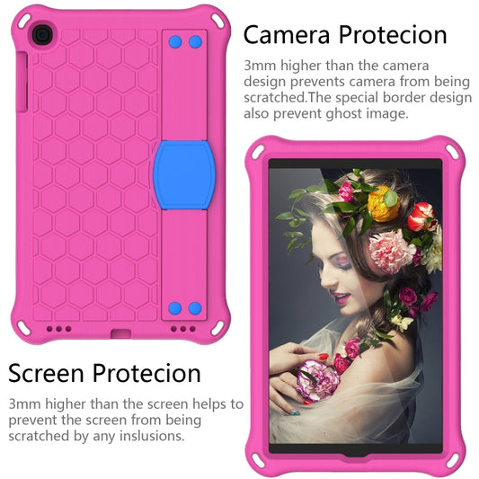 For iPad mini 5 / 4 / 3 / 2 /1 Honeycomb Design EVA + PC Four Corner Anti Falling Flat Protective Shell With Straps(Rose Red+Blue) - iPad Mini 4 & 3 & 2 & 1 Cases by buy2fix | Online Shopping UK | buy2fix