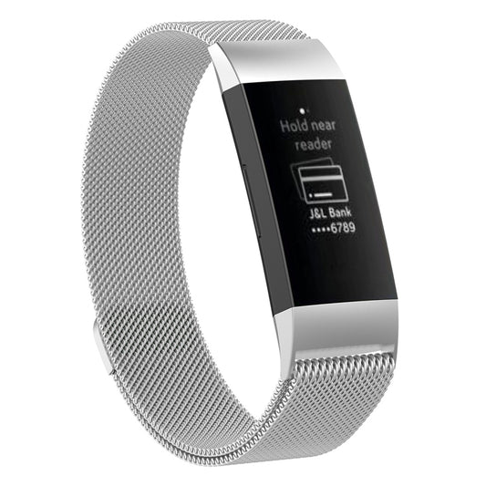 Stainless Steel Magnet Watch Band for FITBIT Charge 4 / 3, Large Size: 210x18mm(Silver) by buy2fix