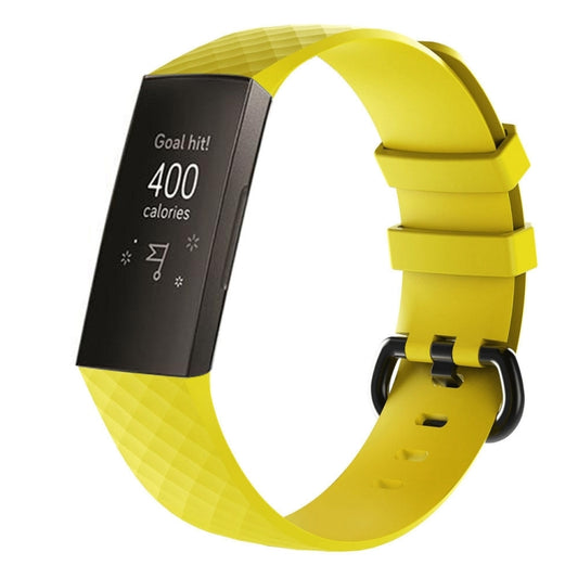 Diamond Pattern Silicone Watch Band for Fitbit Charge 3 Small Size:190*18mm(Yellow) by buy2fix