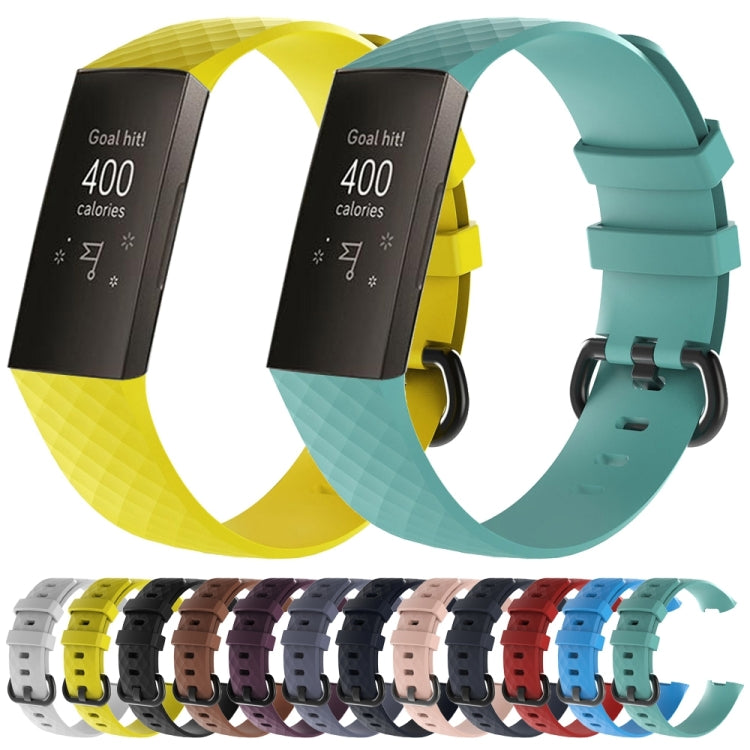 Diamond Pattern Silicone Watch Band for Fitbit Charge 3 Small Size:190*18mm(Pink) by buy2fix