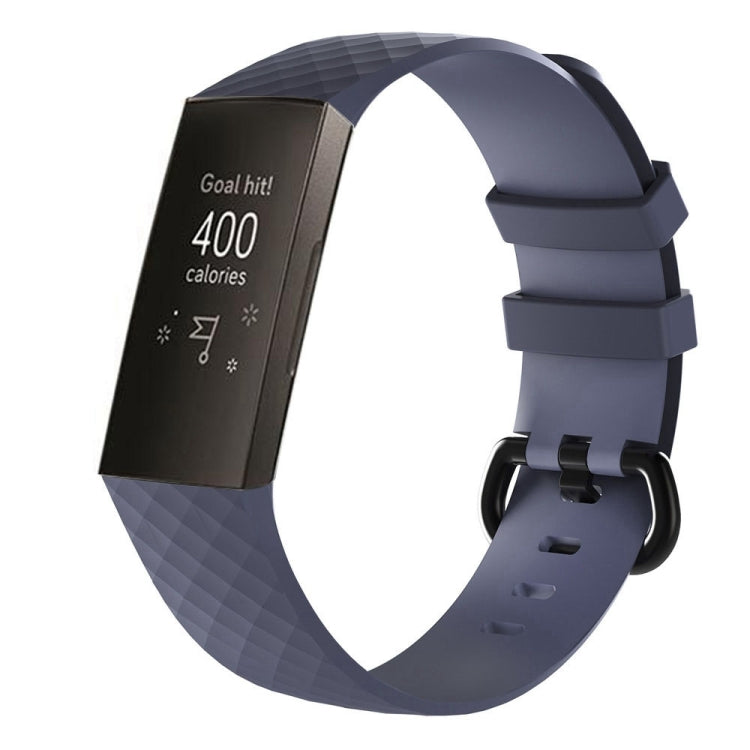 Diamond Pattern Silicone Watch Band for Fitbit Charge 4 Small Size:190*18mm(Gray) - Watch Bands by buy2fix | Online Shopping UK | buy2fix