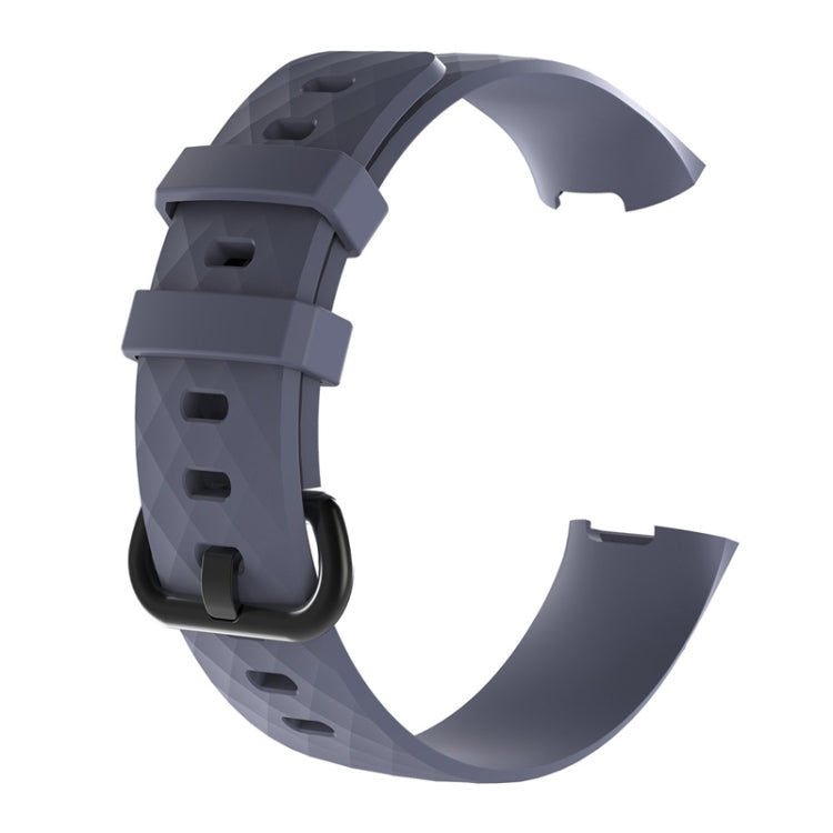 Diamond Pattern Silicone Watch Band for Fitbit Charge 4 Small Size:190*18mm(Gray) - Watch Bands by buy2fix | Online Shopping UK | buy2fix
