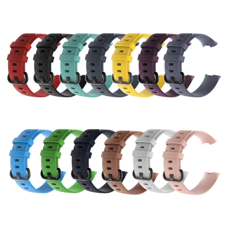 Diamond Pattern Silicone Watch Band for Fitbit Charge 4 Small Size:190*18mm(Gray) - Watch Bands by buy2fix | Online Shopping UK | buy2fix