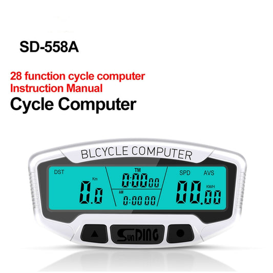 SUNDING SD-558A Bicycle Computer Wired Stopwatch Bicycle Speedometer Digital Odometer Rainproof LCD Backlight Stopwatch by SUNDING