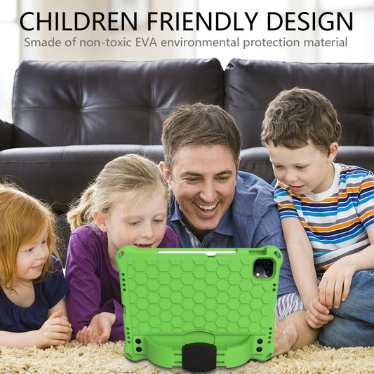 For iPad Pro 11 2020 Honeycomb Design EVA + PC Four Corner Anti Falling Flat Protective Shell With Straps(Green+Black) - iPad Pro 11 (2020) Cases by buy2fix | Online Shopping UK | buy2fix