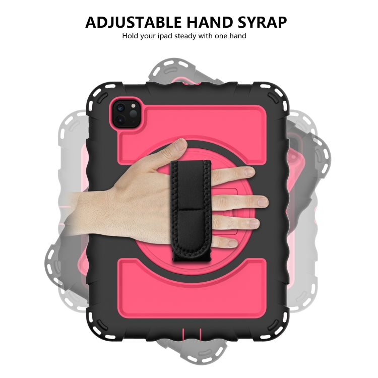 For iPad Pro 11 (2020) PC + Silicone Shockproof Combination Tablet Case with 360 Degree Rotating Holder & Handle(Black+Hot Pink) - iPad Pro 11 (2020) Cases by buy2fix | Online Shopping UK | buy2fix