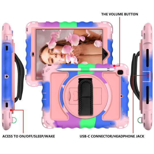 For iPad 9.7 (2018) & (2017) 360 Degree Rotation PC + Silicone Shockproof Combination Case with Holder & Hand Grip Strap & Neck Strap(Colorful+Rose Gold) - iPad 9.7 (2018) & (2017) Cases by buy2fix | Online Shopping UK | buy2fix