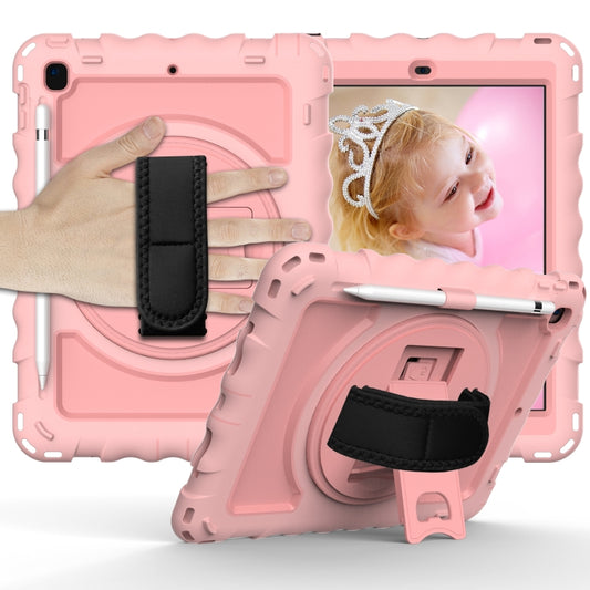 For iPad 9.7 (2018) & (2017) 360 Degree Rotation PC + Silicone Shockproof Combination Case with Holder & Hand Grip Strap & Neck Strap(Rose Gold) - iPad 9.7 (2018) & (2017) Cases by buy2fix | Online Shopping UK | buy2fix