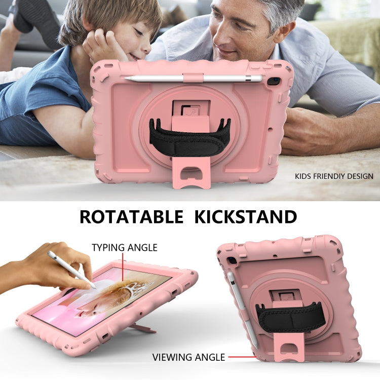 For iPad 9.7 (2018) & (2017) 360 Degree Rotation PC + Silicone Shockproof Combination Case with Holder & Hand Grip Strap & Neck Strap(Rose Gold) - iPad 9.7 (2018) & (2017) Cases by buy2fix | Online Shopping UK | buy2fix
