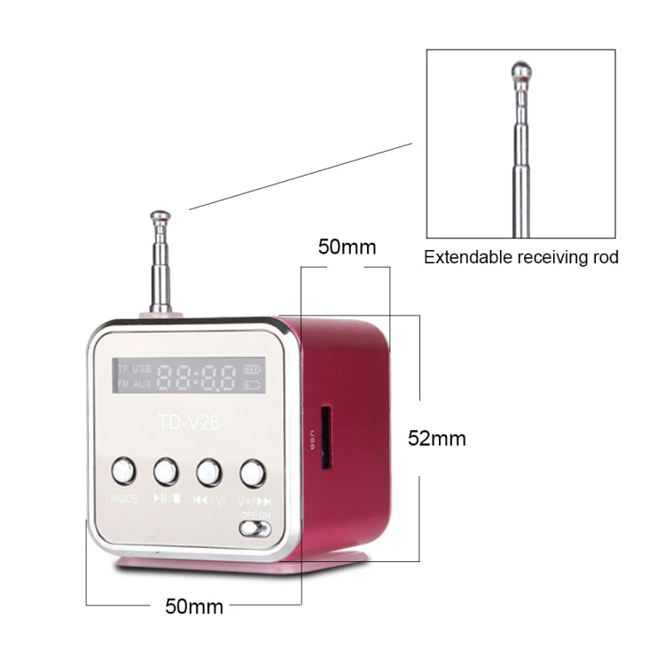 TD-V26 Portable Speakers with FM Mini Multi-function Radio USB Notebook Speakers for TV Phone Support SD/TF Card Mp3 Music Player - Desktop Speaker by buy2fix | Online Shopping UK | buy2fix