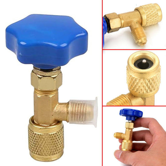 Blue Metal Valve Bottle Opener 1/4 SAE Connector Dispensing Refrigerant Valve Bottle Openers for R22 R134a R410A by buy2fix