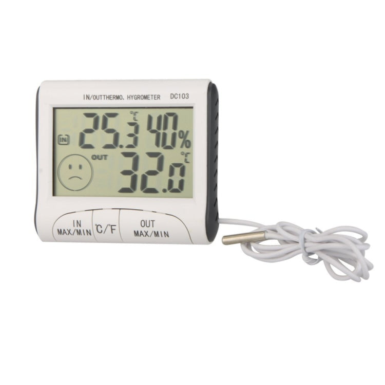 LCD Digital Thermometer Hygrometer Moisture Meter and Wired Temperature with External Sensor White - Measuring Tools by buy2fix | Online Shopping UK | buy2fix