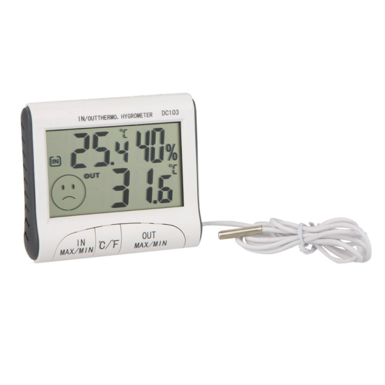 LCD Digital Thermometer Hygrometer Moisture Meter and Wired Temperature with External Sensor White - Measuring Tools by buy2fix | Online Shopping UK | buy2fix