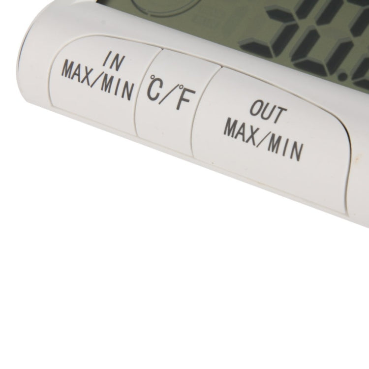 LCD Digital Thermometer Hygrometer Moisture Meter and Wired Temperature with External Sensor White - Measuring Tools by buy2fix | Online Shopping UK | buy2fix