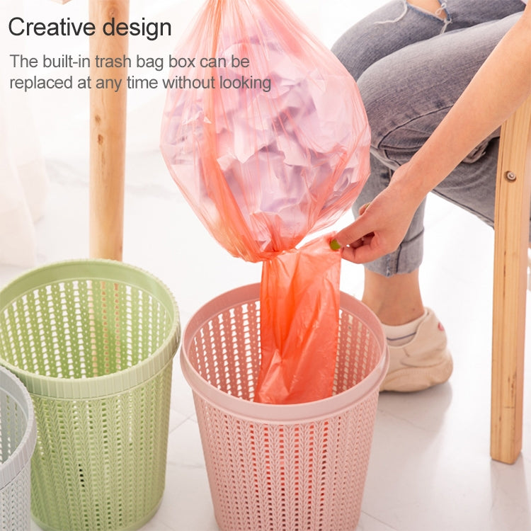 Household Removable Plastic Trash Bin Built-in Trash Bag Box(Pink) by buy2fix