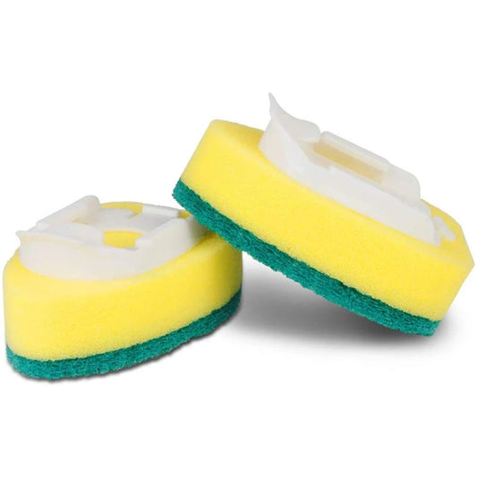 Kitchen Plastic Long Handle Cleaning Brush Automatic Adding Liquid Brush Removable Sponge Brush(With 2pcs Head) by buy2fix