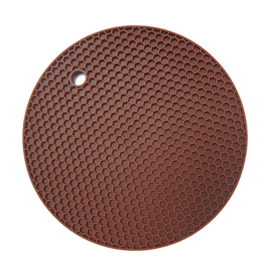 Honeycomb Silicone Round Non-slip Heat Resistant Mat, Size: 18x18x0.8cm(Coffee) by buy2fix