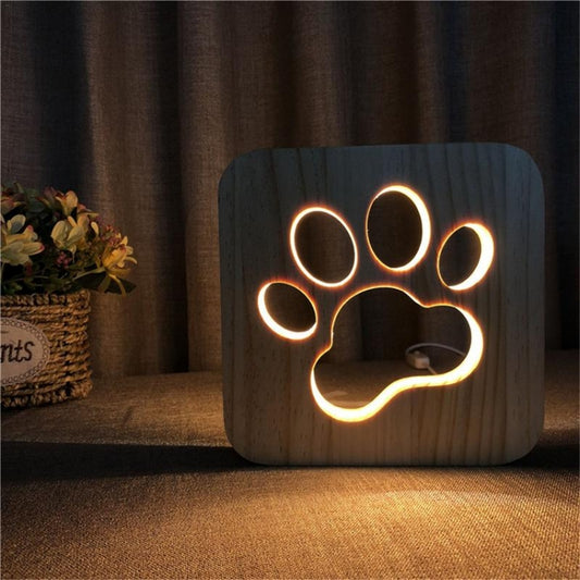 Creative Shape Wooden Night Lamp Bedroom Decoration Warm Light LED(Paw) by buy2fix