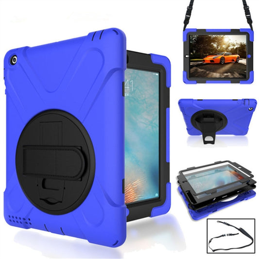 360 Degree Rotation Silicone Protective Cover with Holder and Hand Strap and Long Strap for iPad 6 / iPad Air 2(Blue) - More iPad Cases by buy2fix | Online Shopping UK | buy2fix