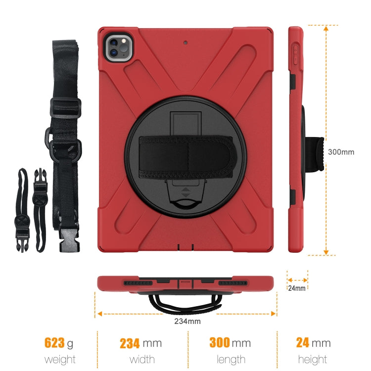 360 Degree Rotation Silicone + PC Case with Strap for iPad Pro 12.9 2018 (Red) - iPad Pro 12.9 (2018) Cases by buy2fix | Online Shopping UK | buy2fix