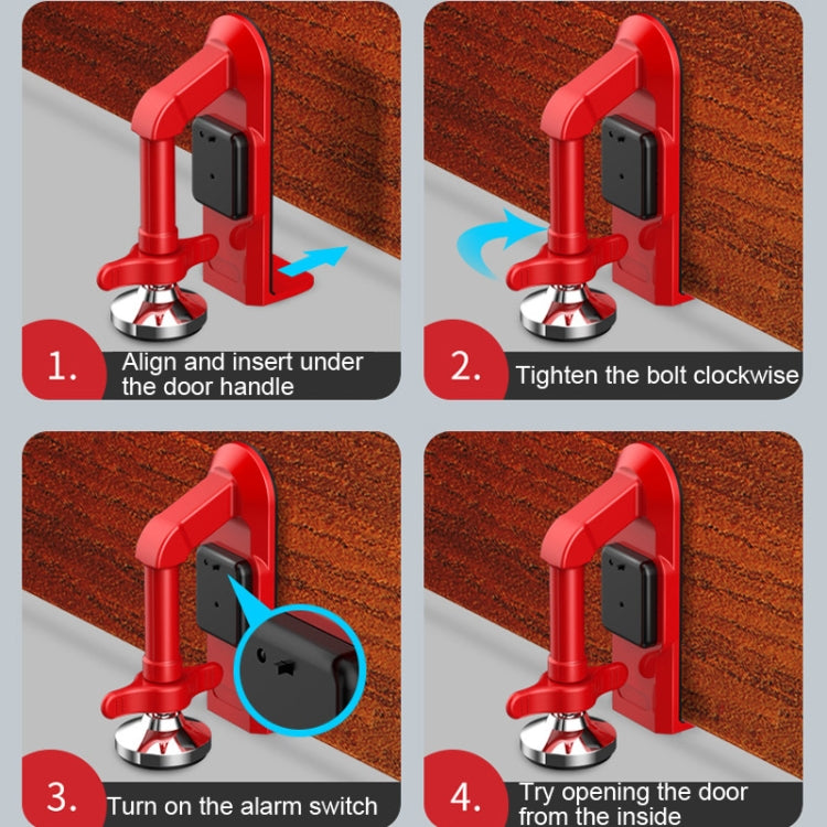 Locks Self-Defense Door Stop Travel Accommodation Door Stopper Door Lock Security Device, Style:Alarm Door Stop - Crash Pads by buy2fix | Online Shopping UK | buy2fix