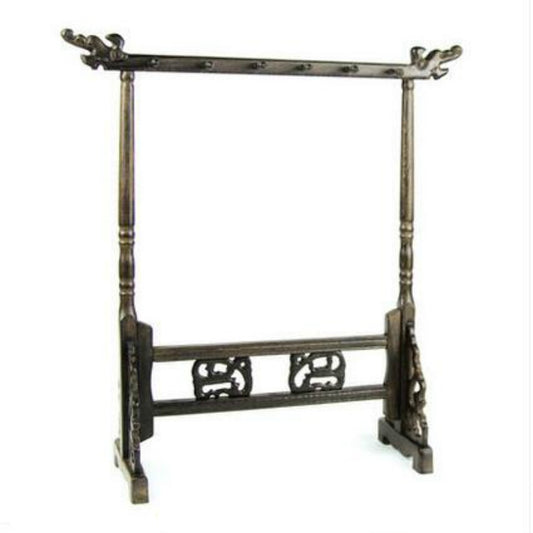 Wooden Chinese Brush Pen Hanging Faucet Brush Holder 6 Hanging 12-pin Calligraphy Supplies by buy2fix