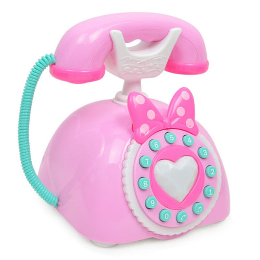 Child Simulation Retro Telephone Light Music Cartoon Early Education Puzzle Musical Toys(Pink) by buy2fix