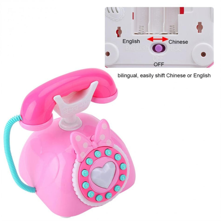 Child Simulation Retro Telephone Light Music Cartoon Early Education Puzzle Musical Toys(Pink) - Music Toys by buy2fix | Online Shopping UK | buy2fix