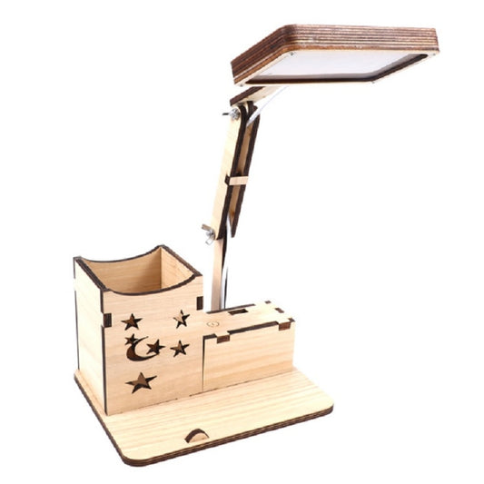 Wooden Multi-function Touch USB Pen Holder Desk Lamp Student Desktop Charging Reading Lamp Led Eye Protection Table Lamp, Style:USB Charging Built-in Battery(Maple White) by buy2fix