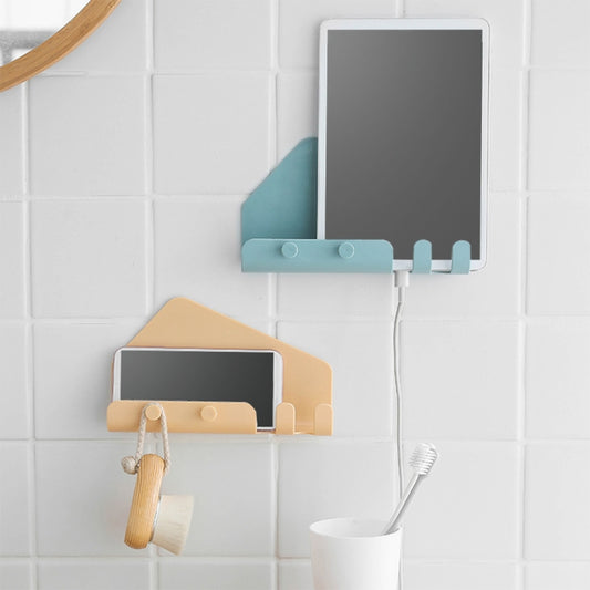 Wall Mounted 4 Hooks Mobile Phone Hanging Holder Hook Charging Stand Bracket(White) by buy2fix