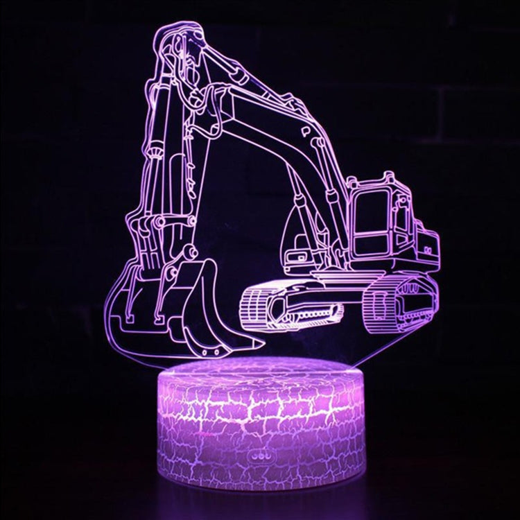 3W Excavator 3D Light Colorful Touch Control Light Creative Small Table Lamp with Crack Base, Style:Touch Switch by buy2fix