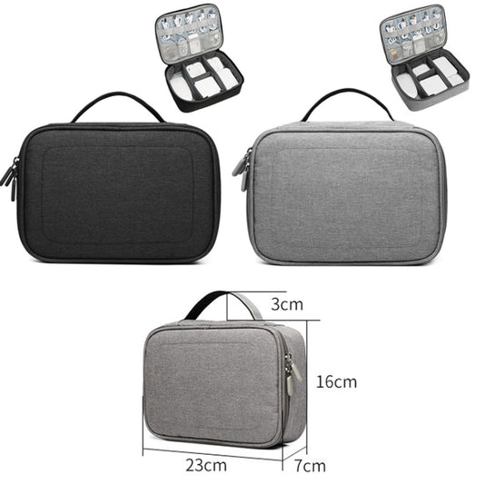 Single Layer Power Data Cable Storage Bag Digital Mobile Hard Disk Protective Cover(Black) by buy2fix