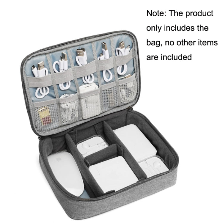 Single Layer Power Data Cable Storage Bag Digital Mobile Hard Disk Protective Cover(Gray) by buy2fix