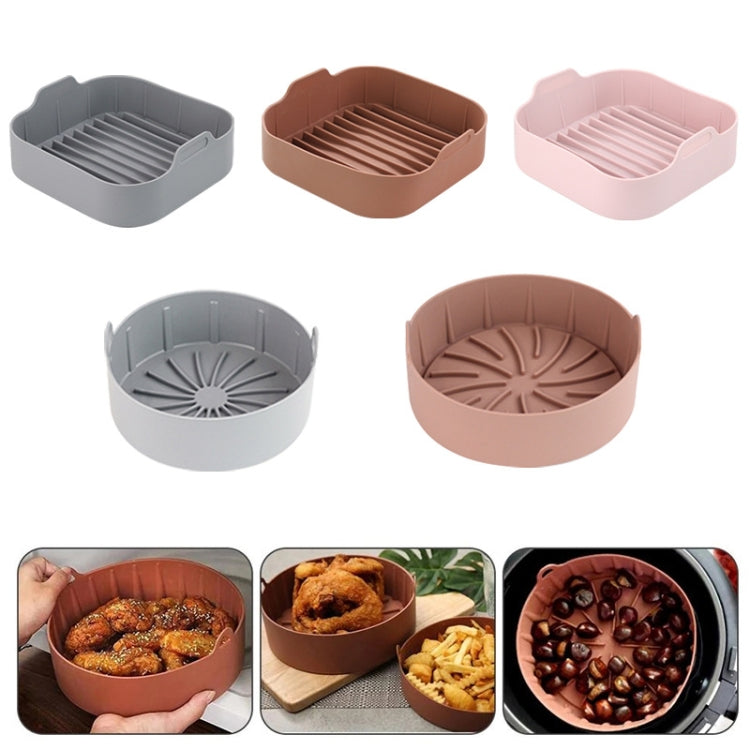 Air Fryer Silicone Grill Pan Accessories, Size: Round 22 cm(Pink) by buy2fix