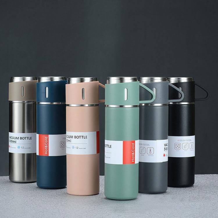 500ml 304 Stainless Steel Thermos Cup Portable Business Tea Cup,Spec: Gift Box Set(Black) by buy2fix