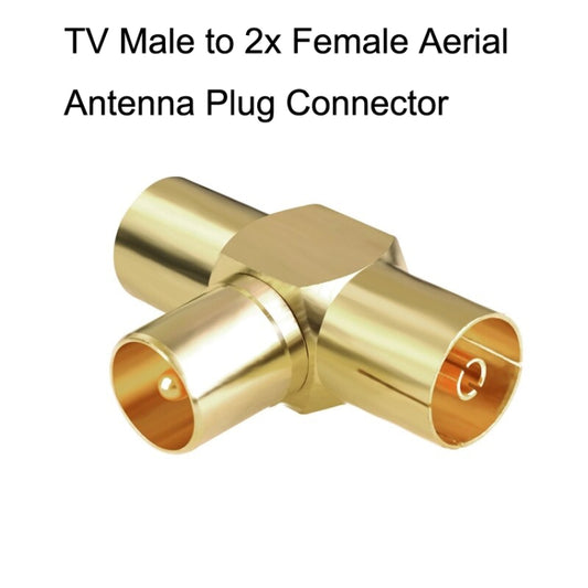 TV Male to 2x Female Aerial Antenna Plug Connector Coaxial Cable Adapter by buy2fix