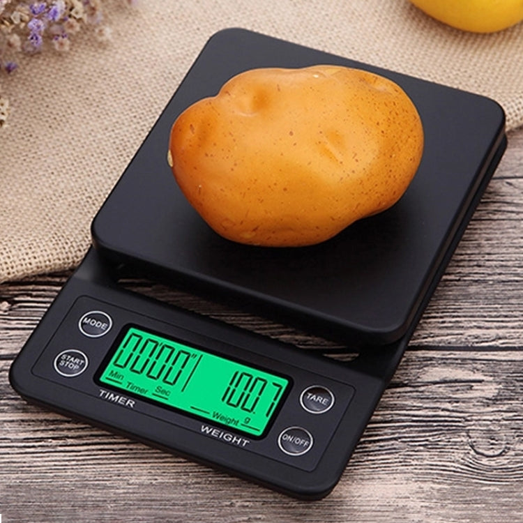 Hand Punch Coffee Scales Timing Electronic Timer Scale Kitchen Scales, Model:5kg/0.1g(Black) by buy2fix