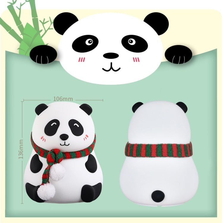 Cute Panda Night Light USB Charging Touch Control Colorful Silicone Bedside Lamp(Squinting) by buy2fix