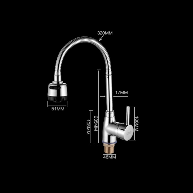 Kitchen Faucet Anti-splash Head Wash Basin Sink Universal Rotatable Faucet Full Copper Joint, Style:Hot & Cold Water by buy2fix