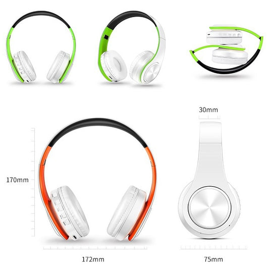 LPT660 Foldable Stereo Bluetooth Headset MP3 Player, Support 32GB TF Card & 3.5mm AUX(White Green) by buy2fix