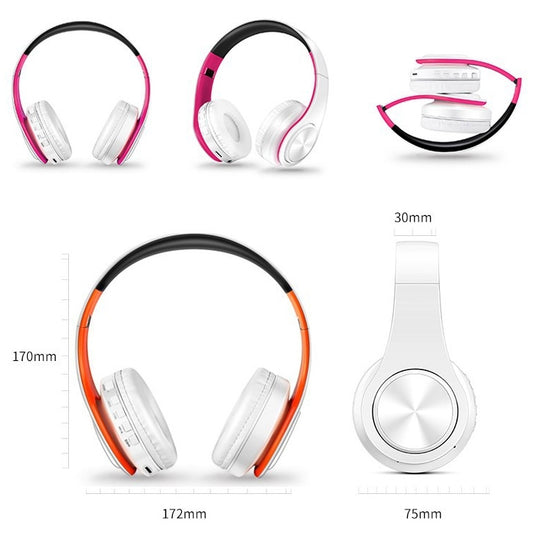 LPT660 Foldable Stereo Bluetooth Headset MP3 Player, Support 32GB TF Card & 3.5mm AUX(White Rose) by buy2fix