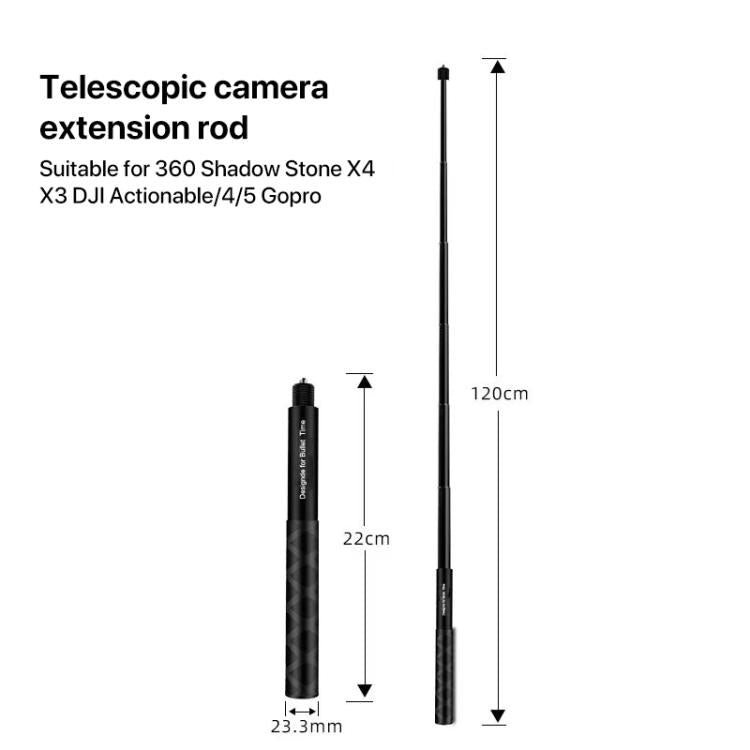 1.2m Selfie Stick for Insta360 ONE X and ONE Sport Camera Handle Accessories - Self Monopod Grip by buy2fix | Online Shopping UK | buy2fix