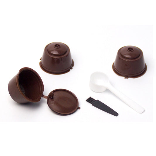 3pcs / Set Eco-friendly Reusable Coffee Capsule Set Food Grade Plastic PP Coffee Filter Baskets Soft Capsules(Brown) - Coffee Machine Parts by buy2fix | Online Shopping UK | buy2fix