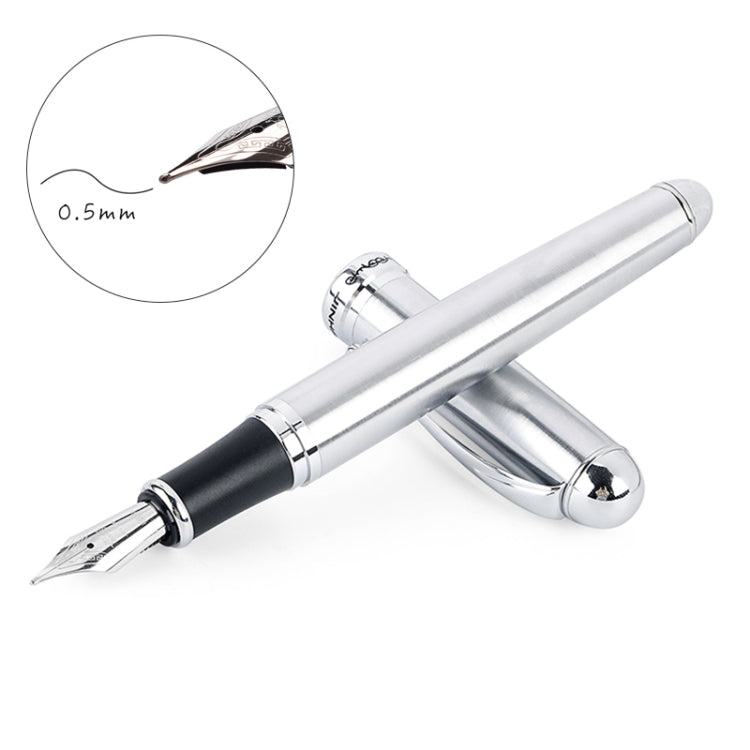 X750 Stationery Stainless Steel Fountain Pen Medium Nib Ink Pens School Oiifice Gift, Nib Size:0.5mm(Silver) - Fountain Pens by buy2fix | Online Shopping UK | buy2fix