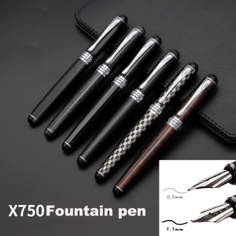 X750 Stationery Stainless Steel Fountain Pen Medium Nib Ink Pens School Oiifice Gift, Nib Size:0.5mm(Fluorescent Black) by buy2fix