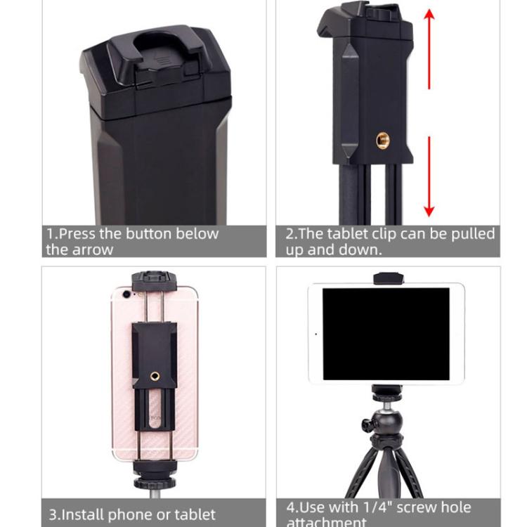 Live Broadcast Tripod Mount Phone Clamp with 1/4 inch Screw Holes & Cold Shoe Base - Other Accessories by buy2fix | Online Shopping UK | buy2fix