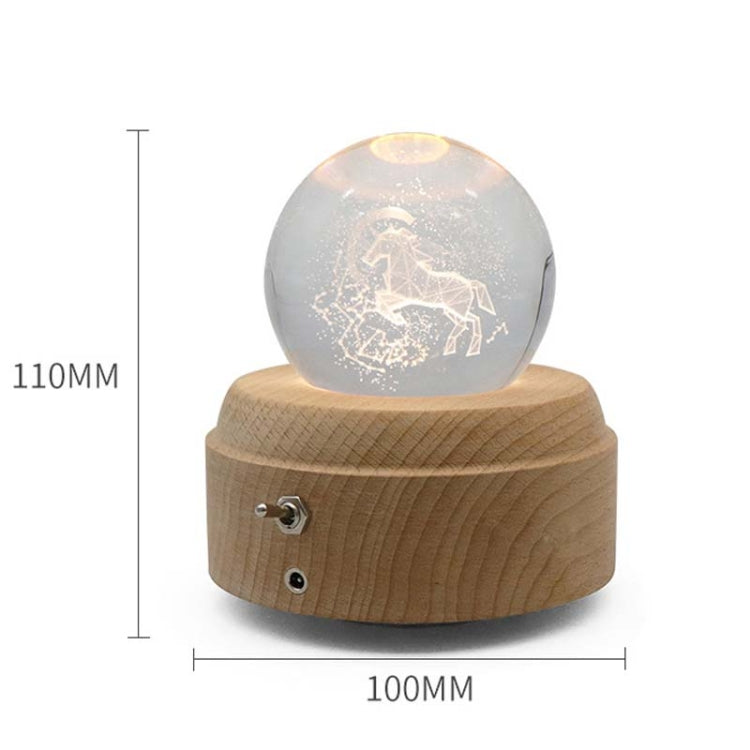 Girl Bedside Lamp Crystal Ball Wooden Base Music Box Charging Glow Rotating Night Light, Random Music(Unicorn) by buy2fix