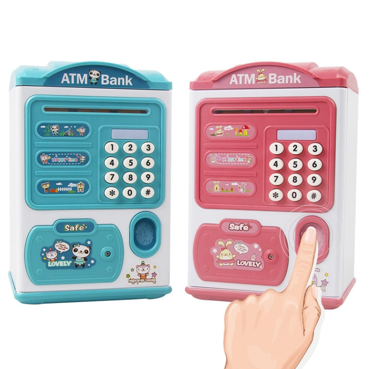 Simulation Password Fingerprint Sensor Unlocking Money Box Automatic Roll Money Safe ATM Piggy Bank(Pink) by buy2fix