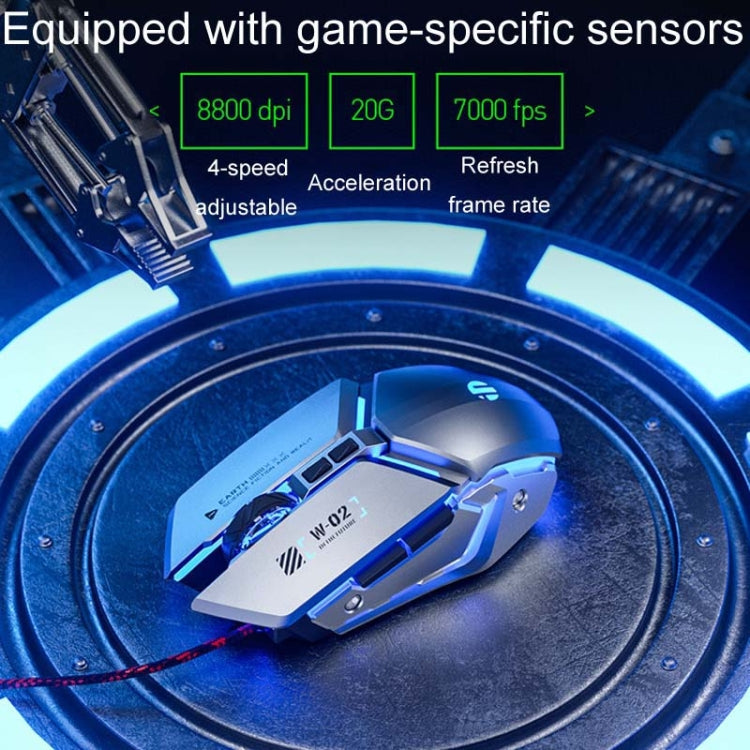 Inphic W-02 6 Keys Home Office Luminous Macro Programming USB Computer Mechanical Game Wired Mouse(Metallic Gray) by Inphic