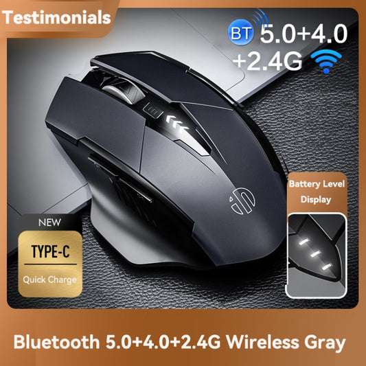 Inphic A1 6 Keys 1000/1200/1600 DPI Home Gaming Wireless Mechanical Mouse, Colour: Gray Wireless+Bluetooth 4.0+Bluetooth 5.0 by Inphic